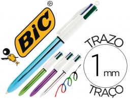 3 bolígrafos Bic 4 colores Shine metalizados